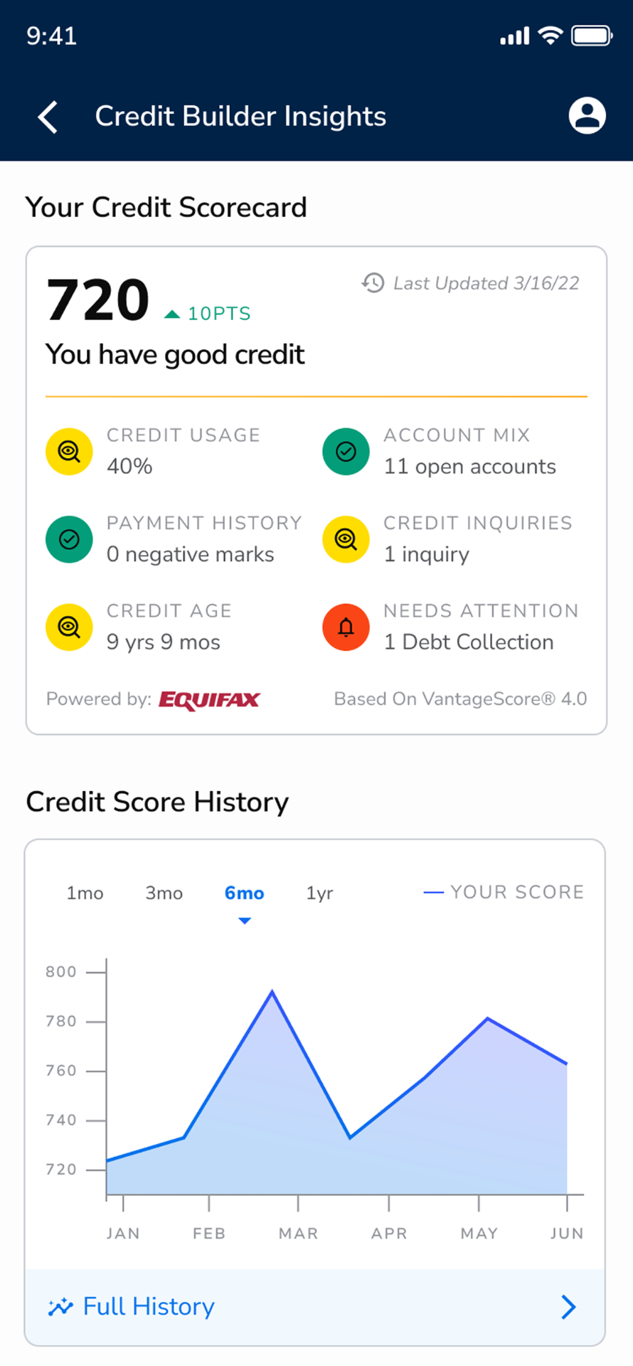 Upward Credit Builder screen 1